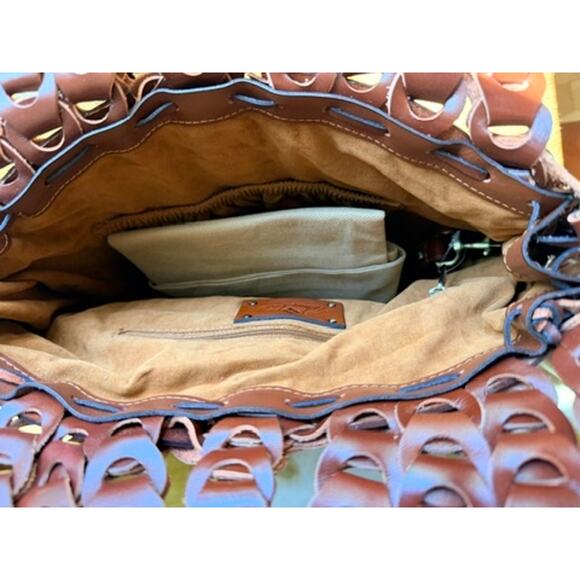 Patricia Nash Italian Leather Slouchy Chain Hobo Tote Bag NWT Boho Festival - Picture 4 of 6